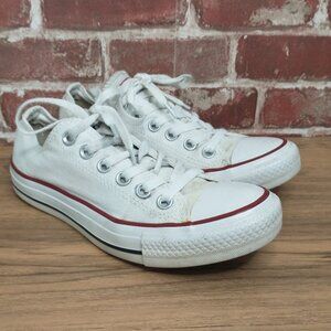 Converse White Sneakers with Red Trim